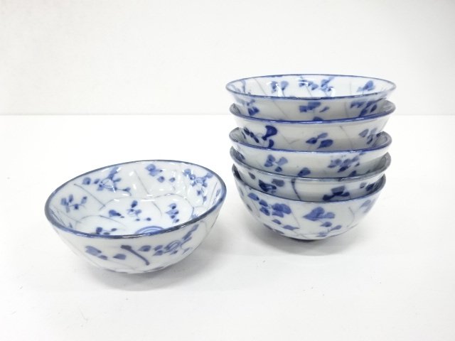 染付　花　小鉢　6客揃
